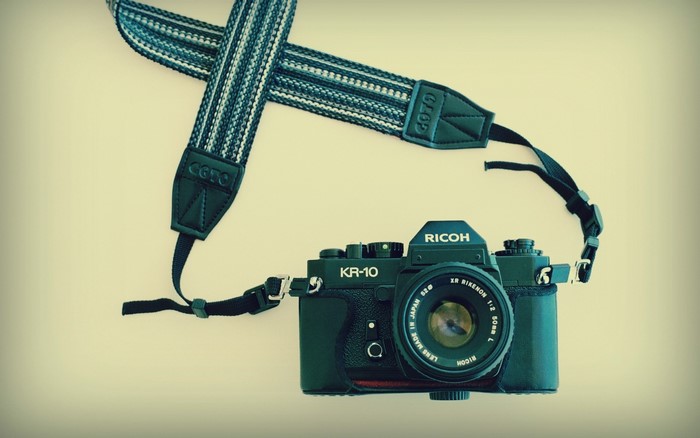 Ricoh KR-10 camera with strap