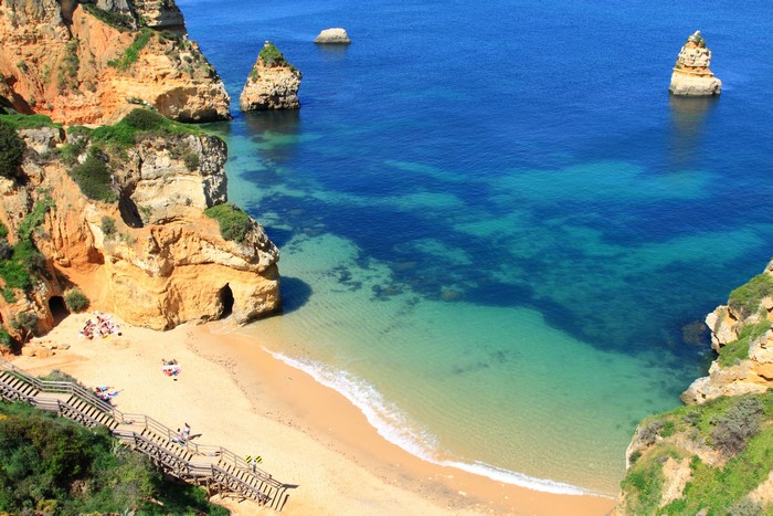 Beach with cliffs and stairs