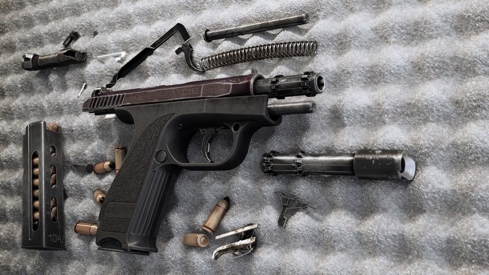 GSh-18 pistol disassembled