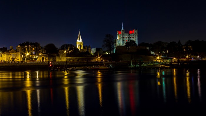 Rochester Castle and Cathedral at Night