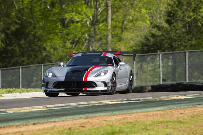 Silver 2016 Dodge Viper ACR on a Race Track