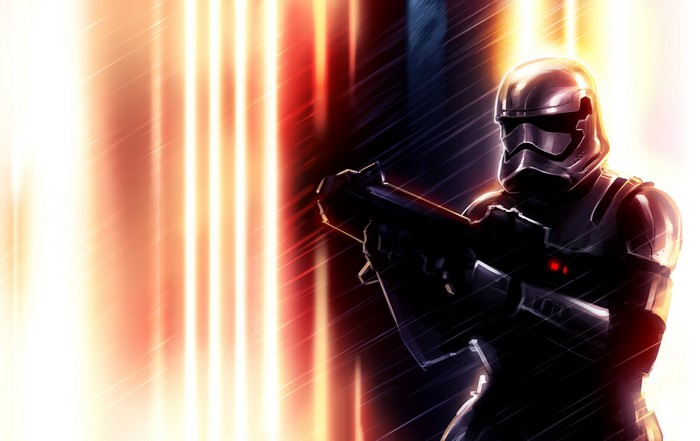 Stormtrooper from Star Wars holding a blaster rifle