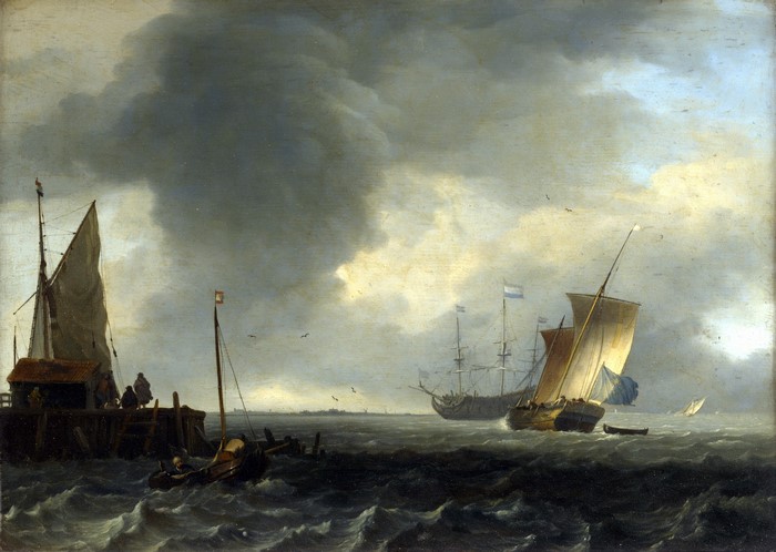 Ships on a River near Dordrecht by Ludolf Backhuysen