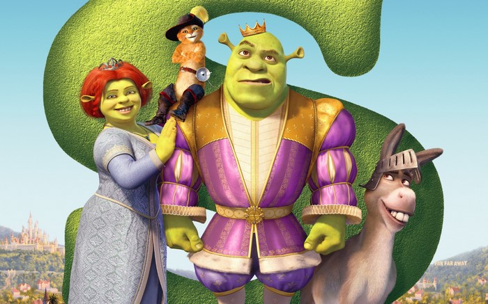Shrek the Third: Shrek, Fiona, Puss in Boots, and Donkey