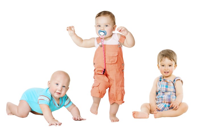Three Infants on a White Background