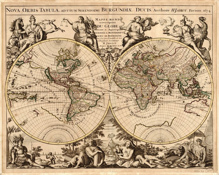 Nova Orbis Tabula World Map by H. Jaillot, 1694