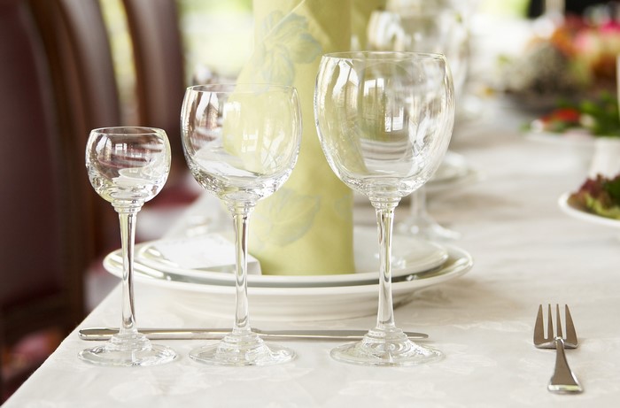 Table setting with stemware and fork