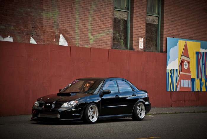 Black Subaru Impreza STI Stance