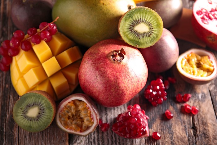 Assortment of Fresh Fruits on Wooden Surface