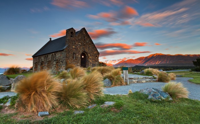 Church of the Good Shepherd at sunset, New Zealand