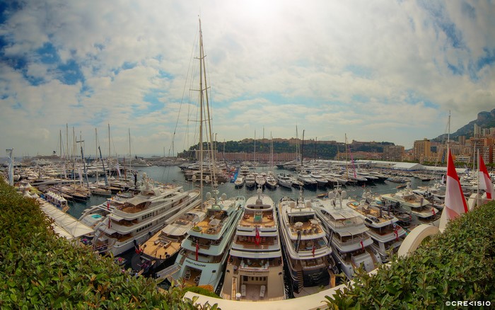 Monaco Yacht Show 2013, yachts docked in marina