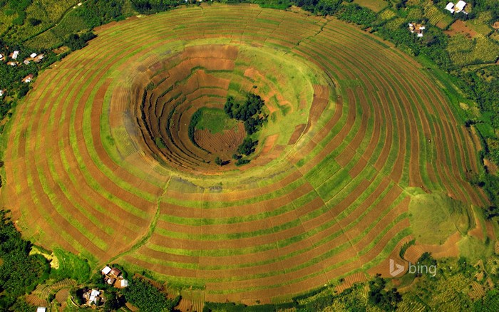 Terraced Crater Farmland in Kisoro District, Western Uganda