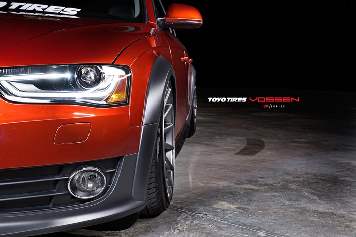 Orange Audi with Vossen Wheels and Toyo Tires