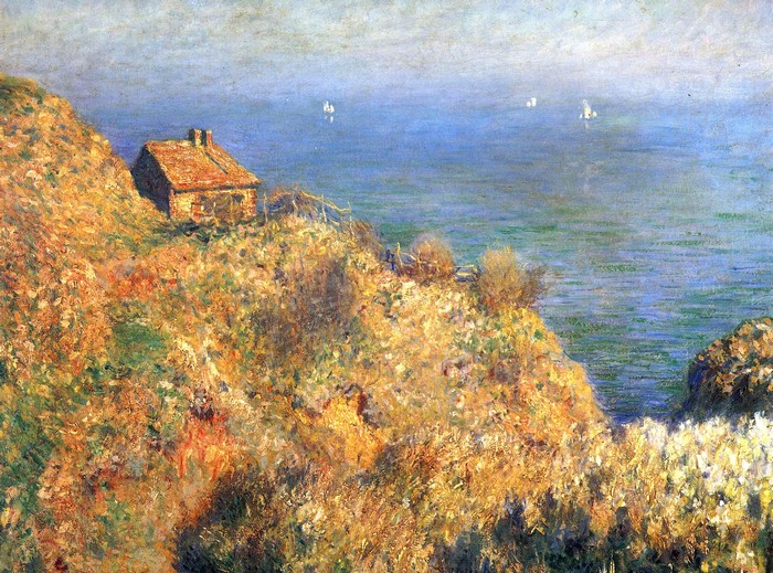 House on a cliff overlooking the sea by Claude Monet
