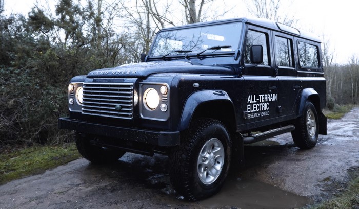 Black Land Rover Defender Electric Research Vehicle