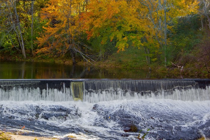Waterfall in Autumn Forest