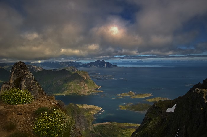 4K Sea and Mountains with Clouds