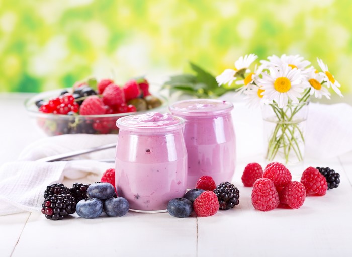 Yogurt with Berries and Chamomile Flowers