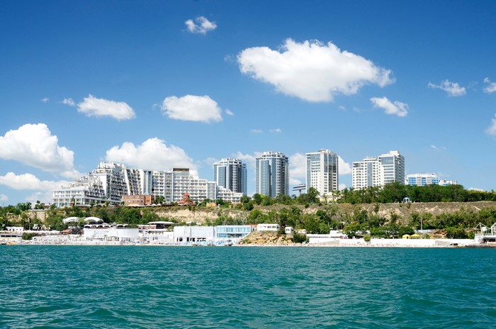 Modern buildings on the coast of Odessa, Ukraine