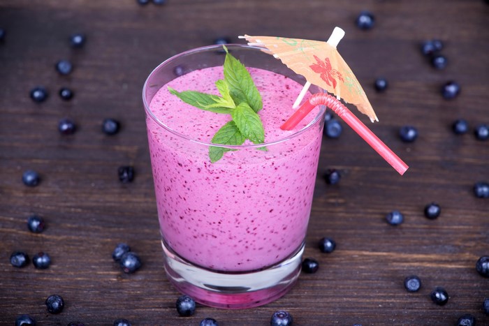 Blueberry Smoothie with Mint and Umbrella