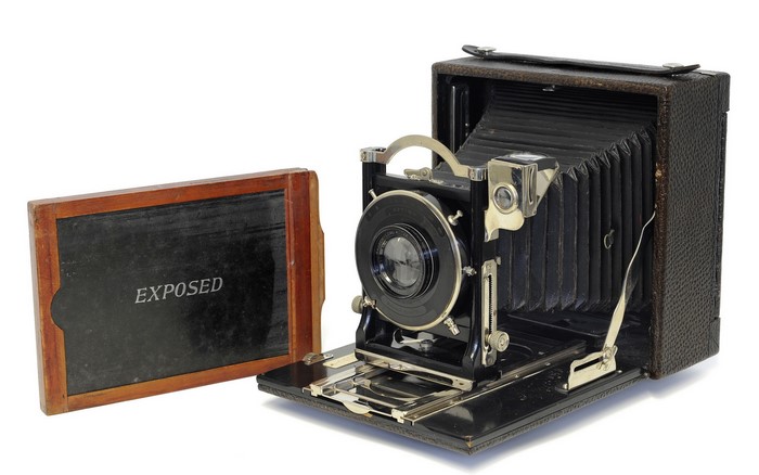 Premo No. 9 5x7 camera with exposed plate holder