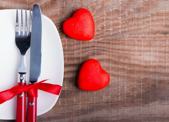 Valentine's Day Table Setting with Hearts