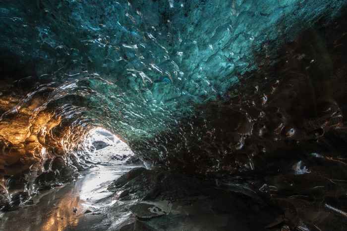 Inside an ice cave in Iceland
