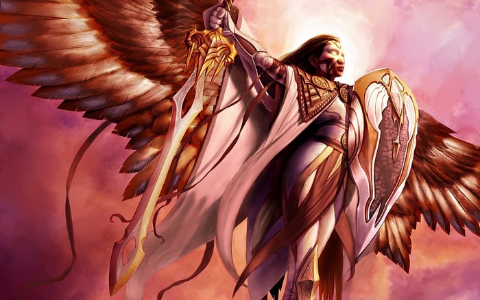 Angel with sword and shield