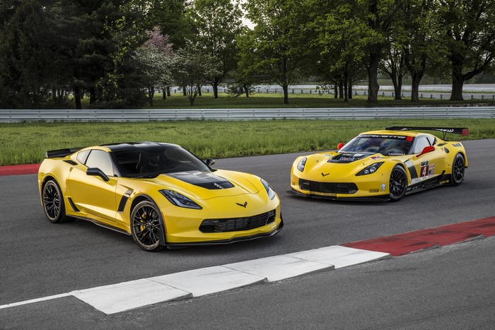 Two yellow Chevrolet Corvette C7.R Edition cars on a racetrack