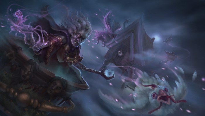 Baba Yaga with magical animals