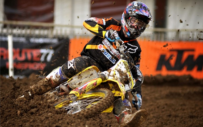 Motocross rider on a Suzuki motorcycle
