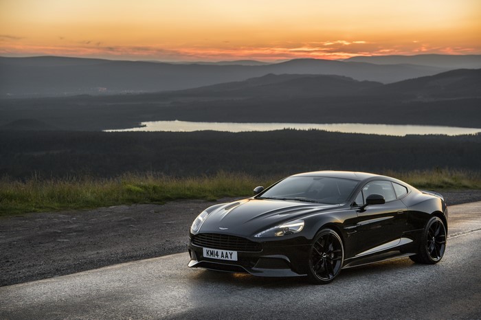 Black 2014 Aston Martin Vanquish at Sunset