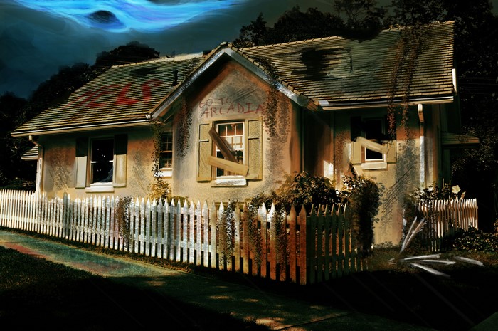 Houses Fence Old Night
