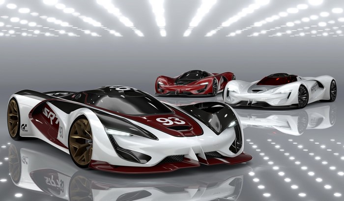 Three SRT Tomahawk Vision Gran Turismo concept cars