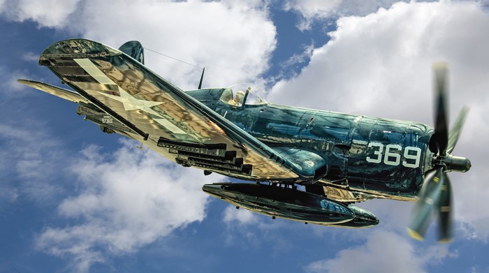 Marine F4U-4 Corsair Airplane in Flight