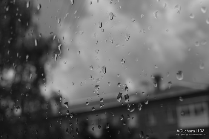 Raindrops on Glass Closeup