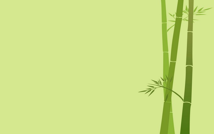 Green bamboo stalks on a light green background