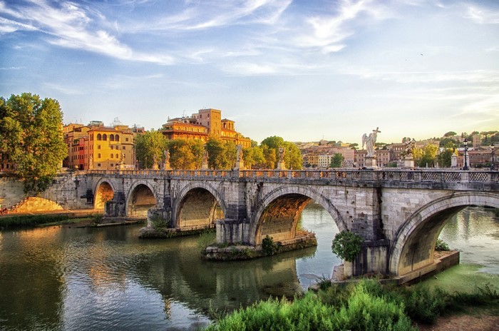 Ponte Sant'Angelo bridge over the Tiber River in Rome