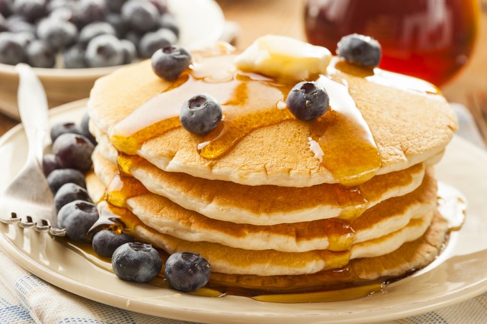 Pancakes with Blueberries and Honey