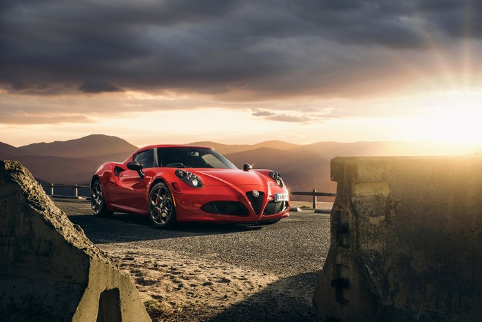 Red Alfa Romeo 4C Launch Edition 2015 Sport car