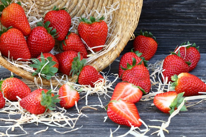 Strawberries in a Wicker Basket