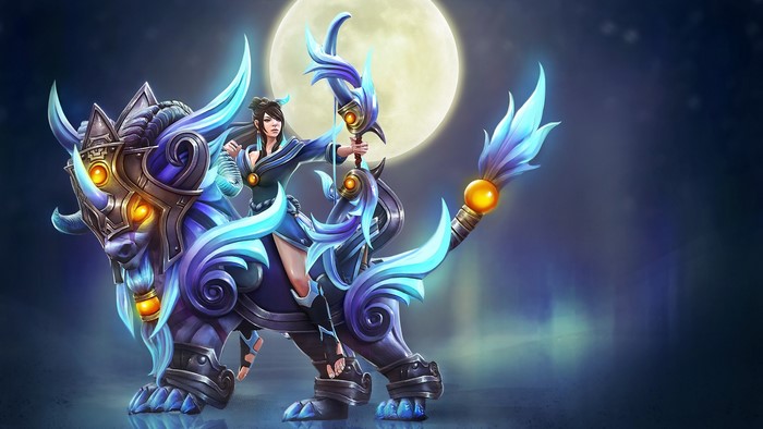 Mirana from DOTA 2 riding a magical creature