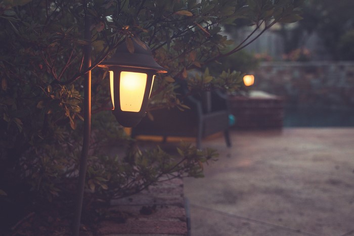 Outdoor lamp post at night