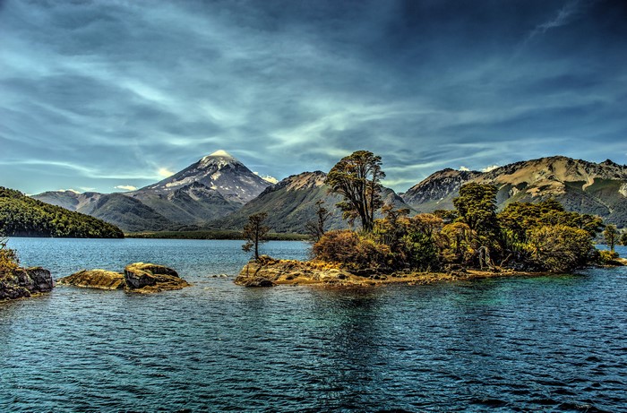 4K Argentina Scenery Island Mountains Sky HDR