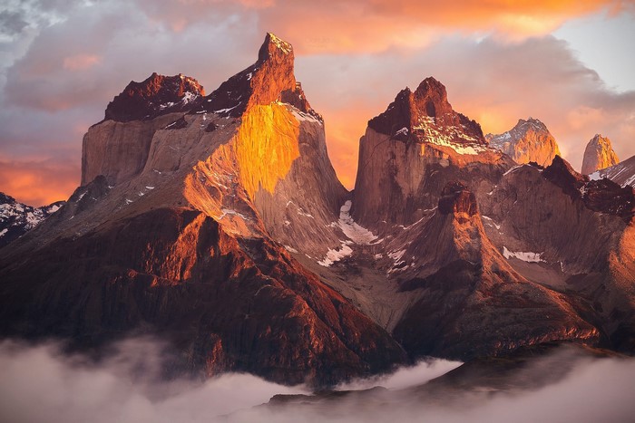 Torres del Paine National Park at sunrise, Patagonia, Chile