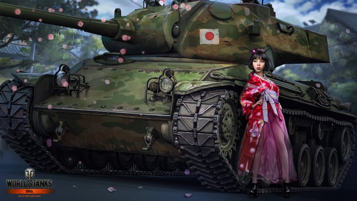 Inna from World of Tanks with Japanese Tank
