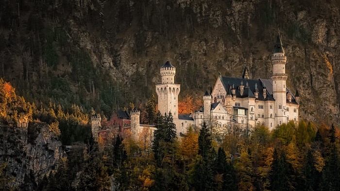 Neuschwanstein Castle in Bavaria, Germany during autumn