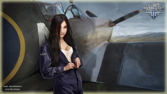 Alena Raifutdinova and Airplane from World of Warplanes