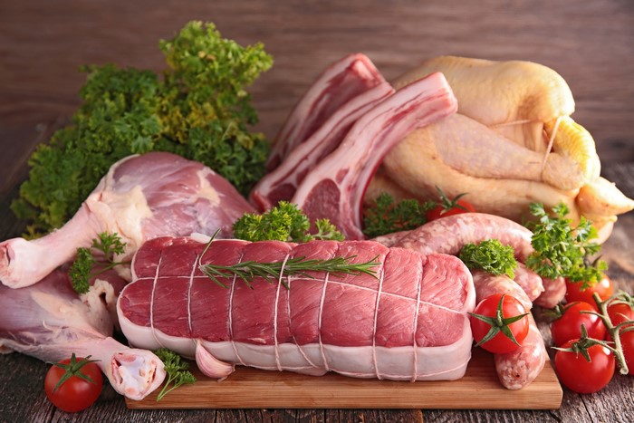 Assortment of Raw Meats and Vegetables