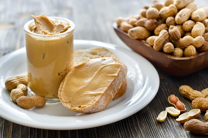 Peanut Butter and Bread with Peanuts